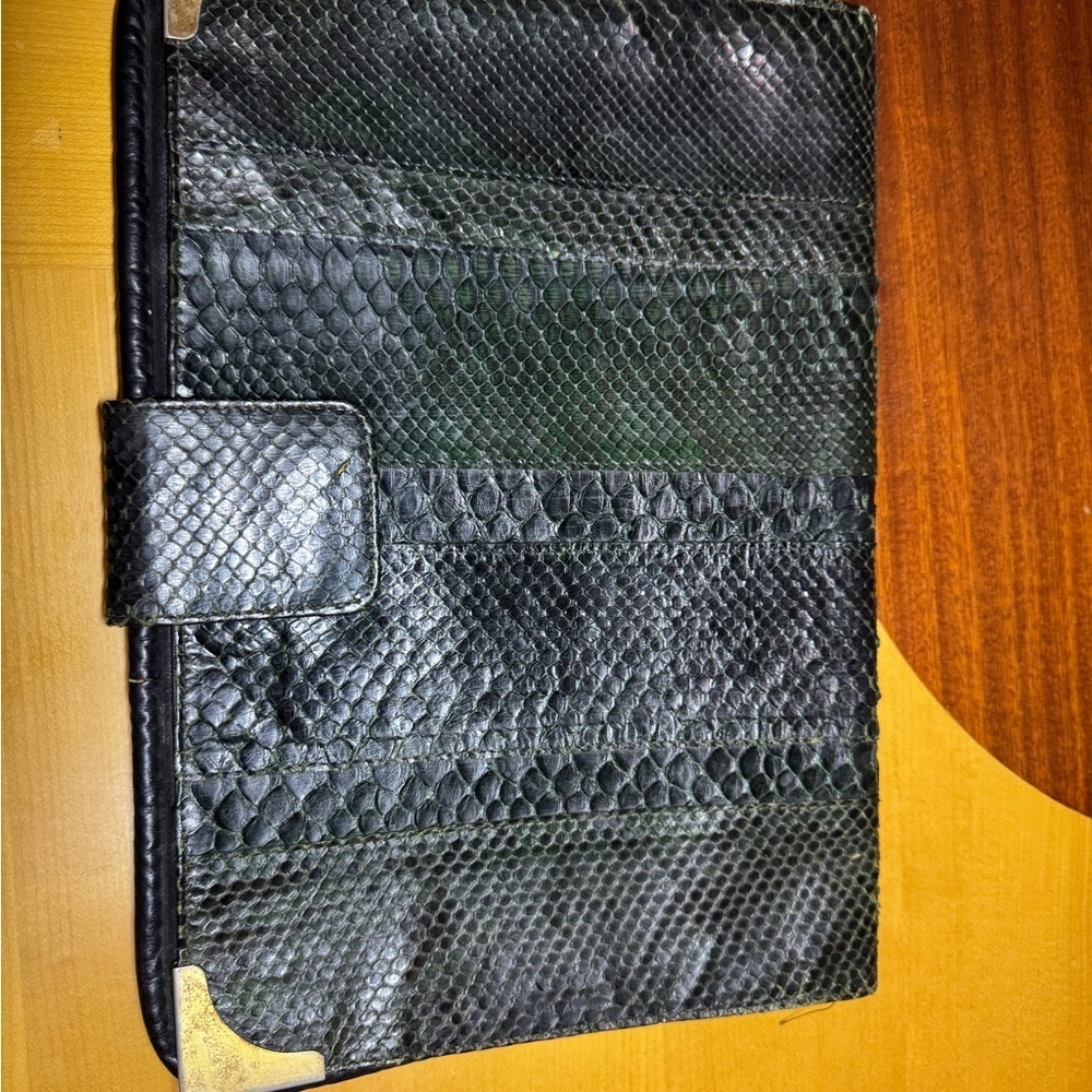Tano of Madrid black Snakeskin Patterned Clutch